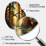 Redwood Shimmering Tree Heights I - Asymmetric Metal Wall Clock