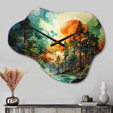 Redwood Tree Symphony Of Green Forest - Asymmetric Metal Wall Clock