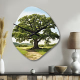 Green Trees Oak Mighty Oak - Asymmetric Metal Wall Clock