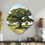 Green Trees Oak Mighty Oak - Asymmetric Metal Wall Clock