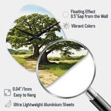 Green Trees Oak Mighty Oak - Asymmetric Metal Wall Clock