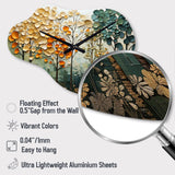 Orange Green Trees Canopy Patchwork I - Asymmetric Metal Wall Clock