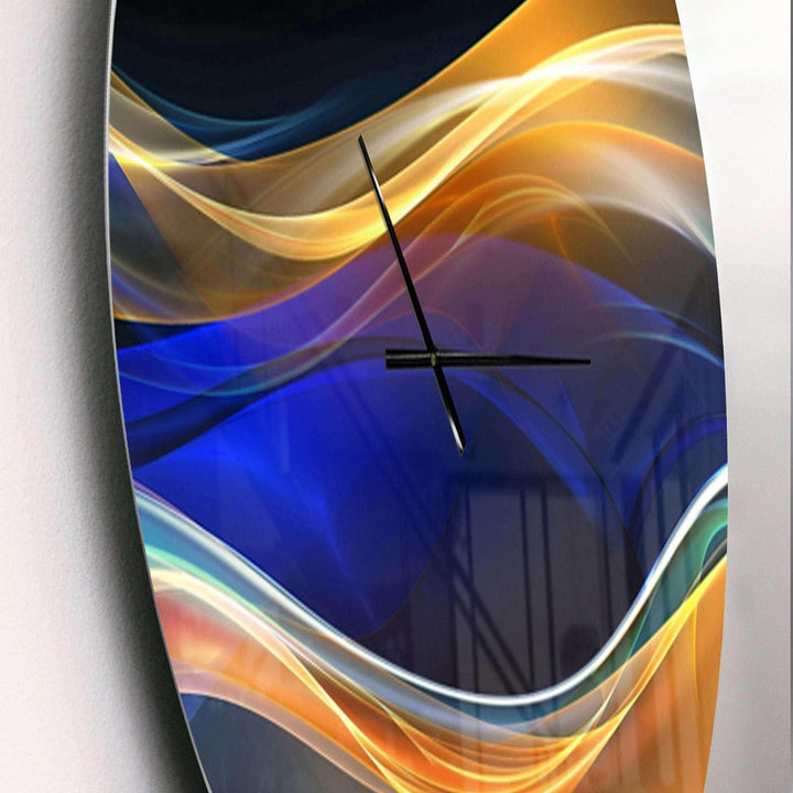 3D Gold Blue Wave Design