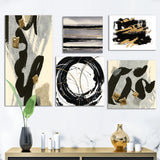 Transitional Canvas Wall Art Set - Glam Gold Collection - 5 Pieces