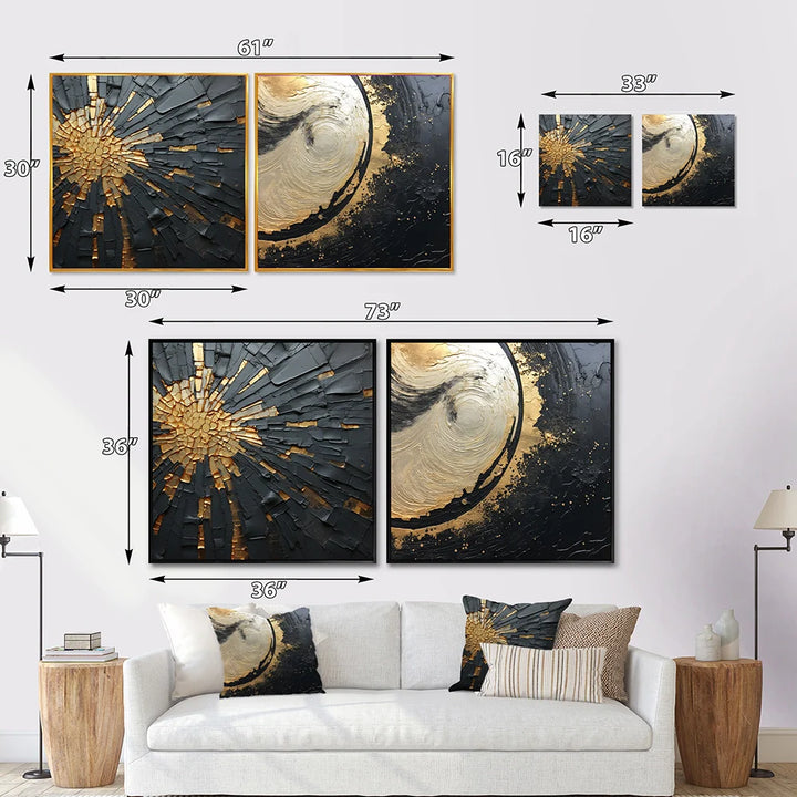 Woman Wall Art Set - Black And Gold Expressive Tribes African Woman IV - 2 Pieces
