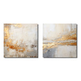 Abstract Wall Art Set - Golden And Beige Abstract Fusion - 2 Pieces