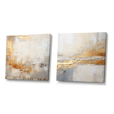 Abstract Wall Art Set - Golden And Beige Abstract Fusion - 2 Pieces