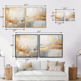 Abstract Wall Art Set - Golden And Beige Abstract Fusion - 2 Pieces