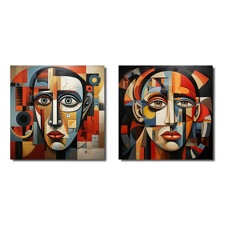 Modern Wall Art Set - Pablo Picasso Cubism Portrait I - 2 Pieces