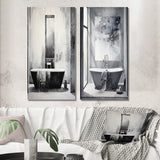 Traditional Canvas Wall Art Set - Bathroom Minimalist Elegance I - 2 Pieces