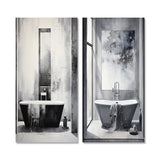 Traditional Canvas Wall Art Set - Bathroom Minimalist Elegance I - 2 Pieces