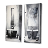 Traditional Canvas Wall Art Set - Bathroom Minimalist Elegance I - 2 Pieces