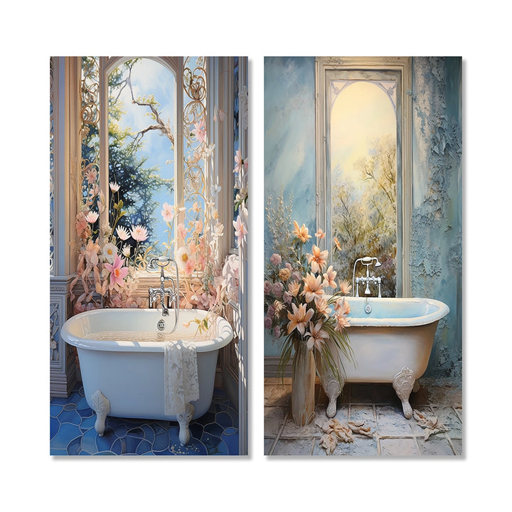 Bathroom Canvas Wall Art - Bathroom Oasis I - 2 Pieces