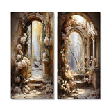 Modern Metal Wall Art Set - Ancient Ruins Blooms II - 2 Pieces