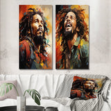 Pop Art Canvas Wall Art Set of 2- Colorful Raga Bob Marley Portrait I
