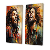 Pop Art Canvas Wall Art Set of 2- Colorful Raga Bob Marley Portrait I