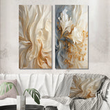 Champagne Metal Wall Art Set - White And Gold Champagne Flow IV - 2 Pieces