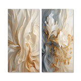 Champagne Metal Wall Art Set - White And Gold Champagne Flow IV - 2 Pieces