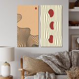 Abstract Canvas Wall Art - Retro Japanese Minimal Geometric Typography II - 2 Pieces