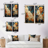 Modern Wall Art Canvas Set - Orange Teal Botanical Whirlwind - 2 Pieces