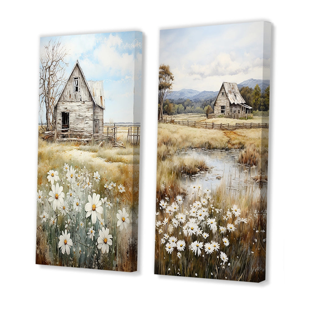 Farm Wall Art Canvas Set - Farmhouse Quiet Retreat II - 2 Pieces