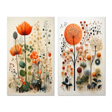 Modern Canvas Wall Art Set of 2 - Colorful Botanical Pointillism