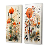 Modern Canvas Wall Art Set of 2 - Colorful Botanical Pointillism