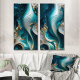 Abstract Marble Wall Art Set - Abstract Geode Turquoise - 2 Pieces