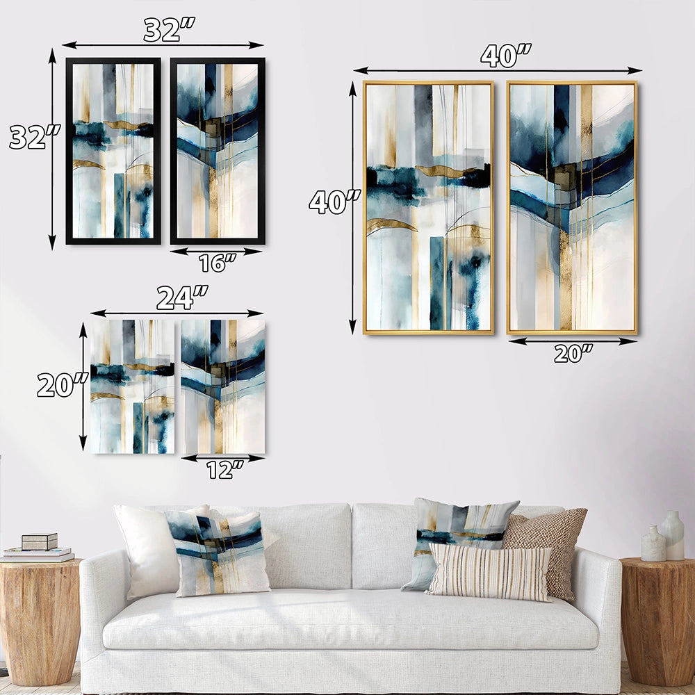 Transitional Canvas Wall Art Set - Abstract Transitional Modern Shapes - 2 Pieces