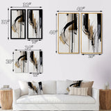 Abstract Canvas Wall Art Set of 2- Black, White And Gold Expression I