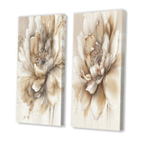 Floral Canvas Wall Art - Single Beige Flower - 2 Pieces