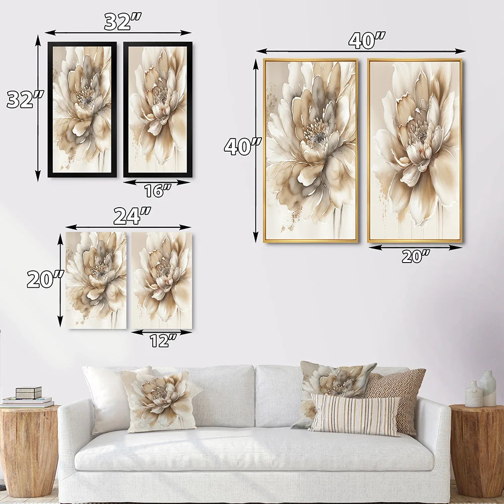 Modern Wall Art Canvas Set - Orange Teal Botanical Whirlwind - 2 Pieces
