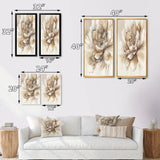 Floral Canvas Wall Art - Single Beige Flower - 2 Pieces