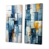 Abstract Shapes Multi Panel Canvas Wall Art - Cerulean Cubism Shapes