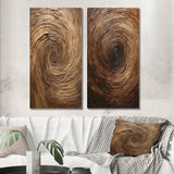 Transitional Metal Wall Art - Brown Calm Current Spiral - 2 Pieces