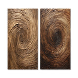 Transitional Metal Wall Art - Brown Calm Current Spiral - 2 Pieces