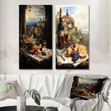 Traditional Wall Art Canvas Set - Italian Wine Savory Journey - 2 Pieces