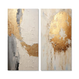 Modern Canvas Wall Art Set of 2 - Gold And Beige Paint Fusion