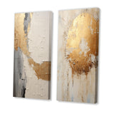 Modern Canvas Wall Art Set of 2 - Gold And Beige Paint Fusion