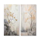 Forest River Canvas Wall Art Set of 2- Minimalism Calm River Forest
