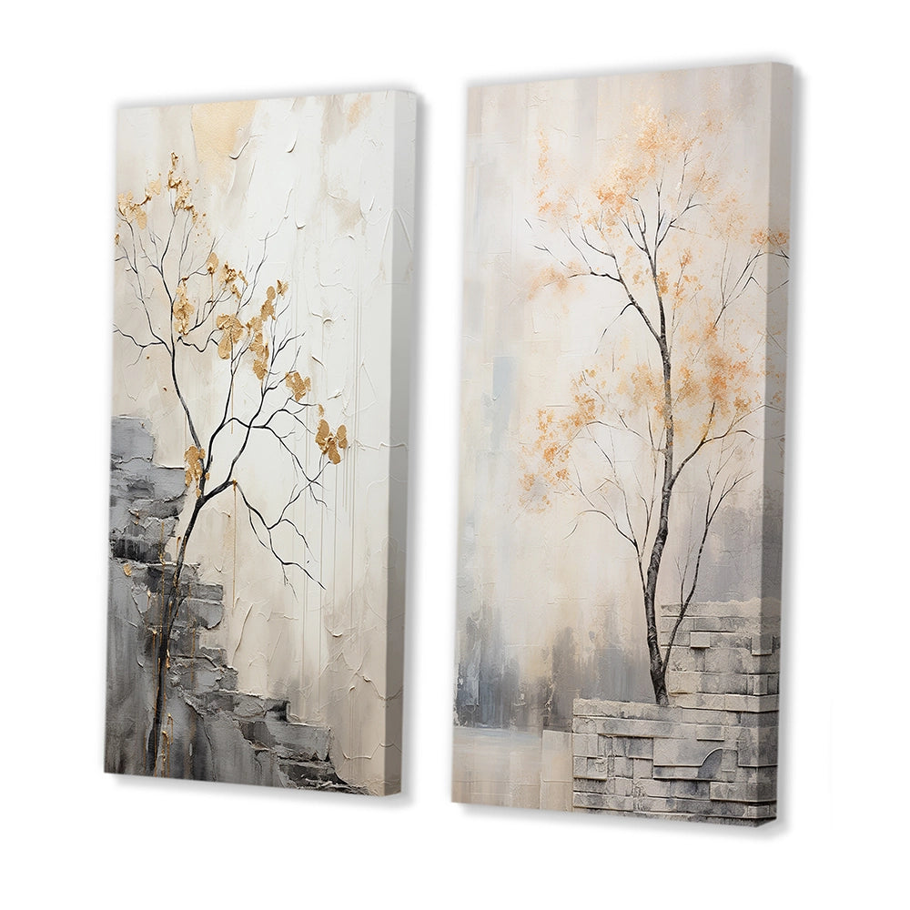Forest River Canvas Wall Art Set of 2- Minimalism Calm River Forest