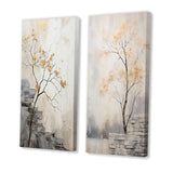 Forest River Canvas Wall Art Set of 2- Minimalism Calm River Forest