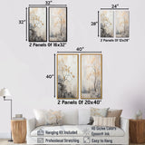 Forest River Canvas Wall Art Set of 2- Minimalism Calm River Forest