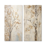 Traditional Wall Art Set - Minimalism Beige Sycamore Tree Solitude - 2 Pieces