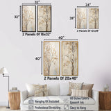 Traditional Wall Art Set - Minimalism Beige Sycamore Tree Solitude - 2 Pieces