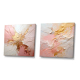 Abstract Painting Wall Art Set - Gold And Pink Paint Fusion - 2 Pieces