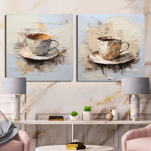 Traditional Canvas Wall Art Set - Simple Coffee Cup - 2 Pieces