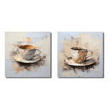 Traditional Canvas Wall Art Set - Simple Coffee Cup - 2 Pieces
