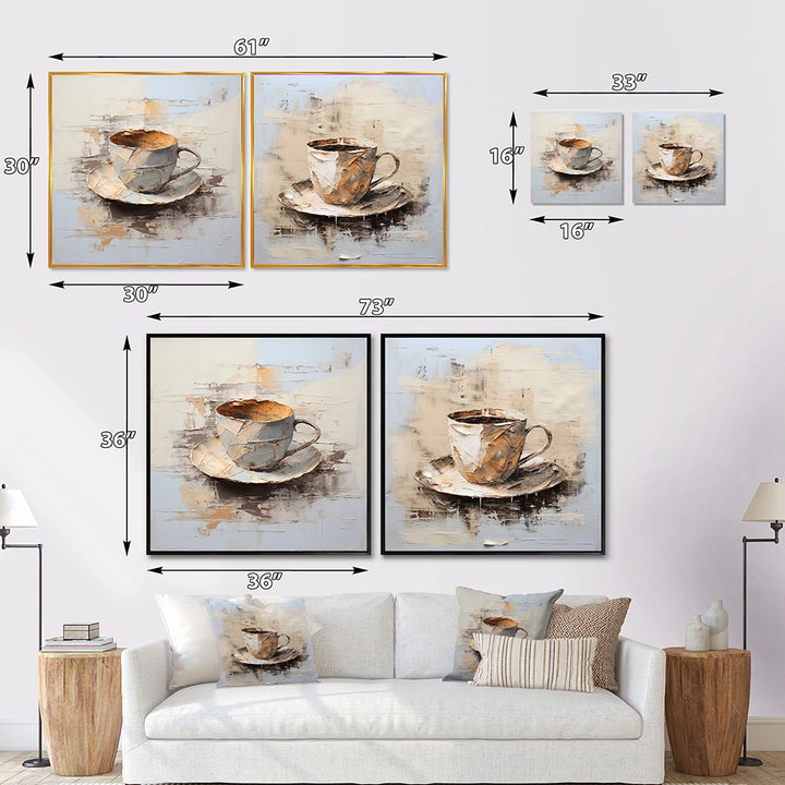 Traditional Canvas Wall Art Set - Simple Coffee Cup - 2 Pieces