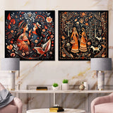 Indian Art Wall Art Set - Indian Art Rajasthani Folklore Tales I - 2 Pieces